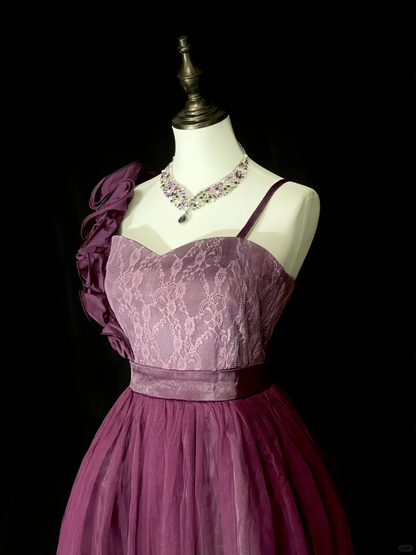 Pretty Purple Tulle Lace A Line Short 8th Grade Homecoming Dress Birthday Dress D4071
