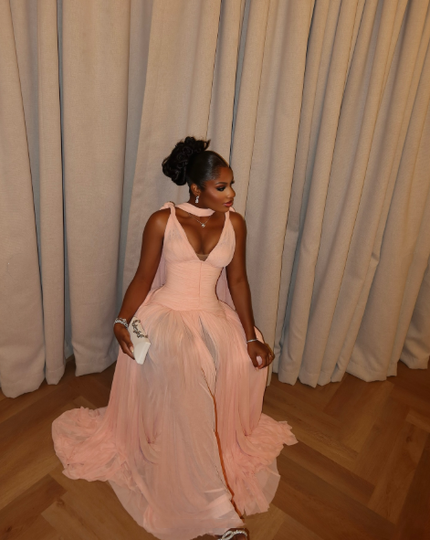 Stylish Pink Chiffon Pleated A Line Long Wedding Guest Dress Evening Dress With Ribbon D1363
