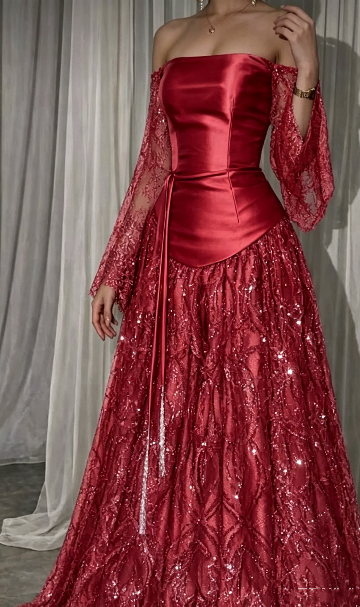 Pretty Pink Satin Lace Sequin Long Party Dress Off The Shoulder Long Wedding Guest Dress D4280