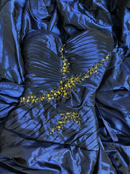 Vintage Style Ball Gown Sweetheart Prom Dresses Long Evening Gown Navy Blue Formal Party Dress SD1296