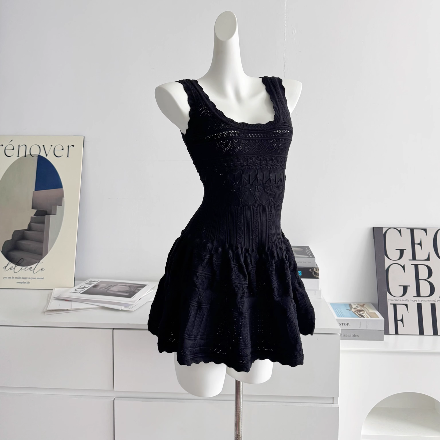Classic Black A Line Short Birthday Dress Holiday Dress S221