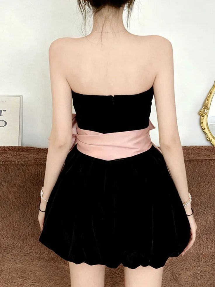 Cute Satin A Line Bow Short 6th Grade Homecoming Dress,Black Short Party Dress D3538