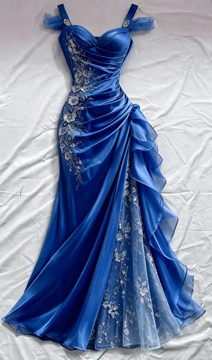 Pretty Pink Satin Tulle Appliques Mermaid Long Evening Dress ,Formal Birthday Prom Dress D3112