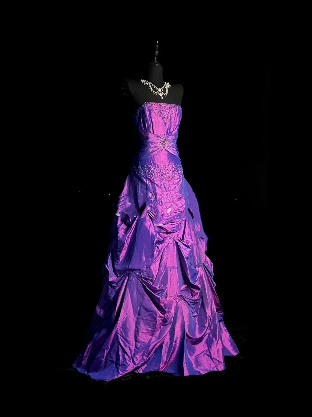 Vintage Mermaid 1950s Sweetheart Grape With Beaded Long Prom Dresses Evening Dress D4423