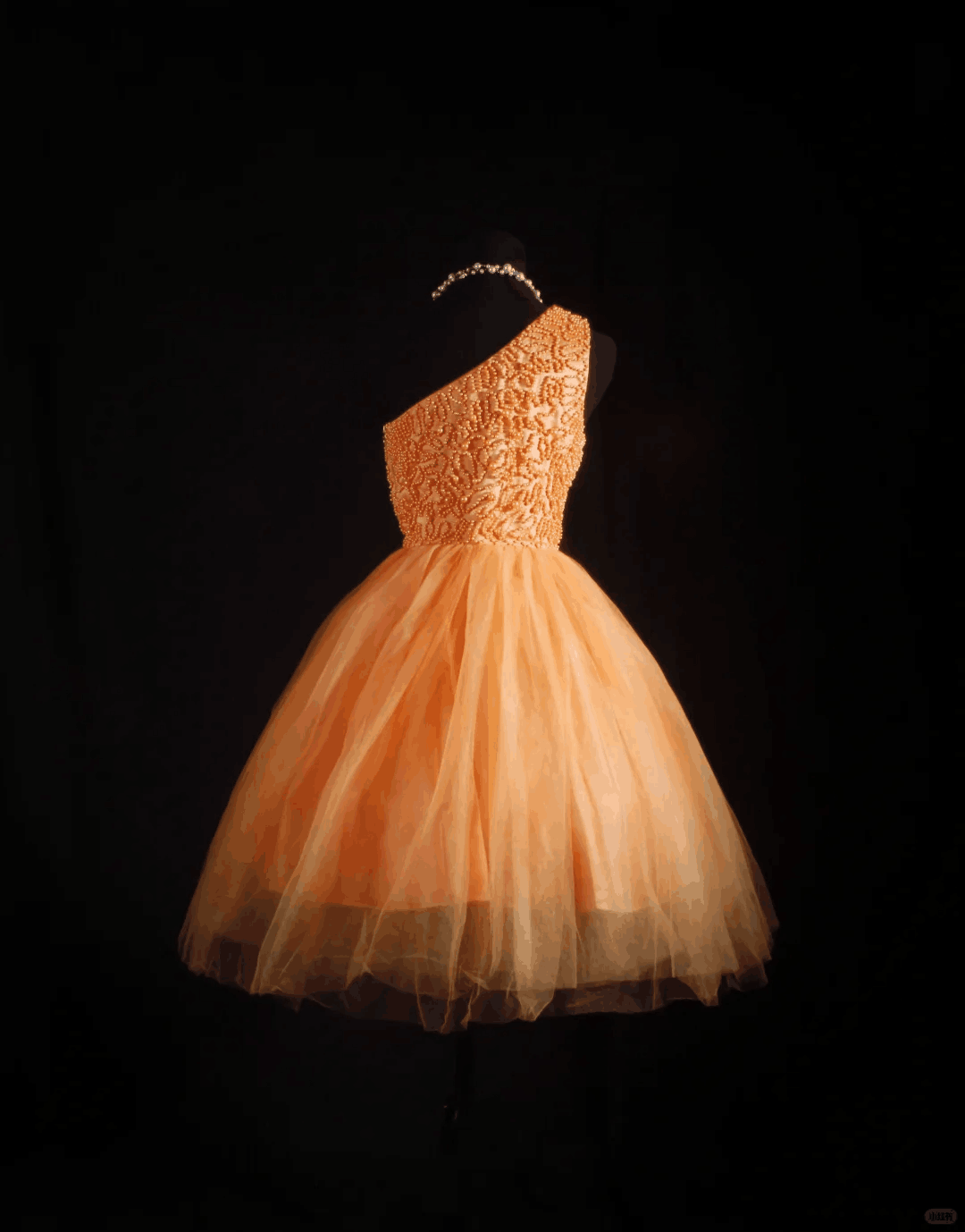 Chic One Shoulder Tulle Beaded A Line Short 7th Grade Homecoming Dress,Orange Short 17th Birthday Outfits D3325