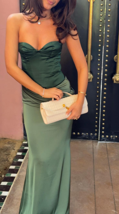 Elegant Sweetheart Neck Green Satin Mermaid Long Party Dress Evening Dress D5104
