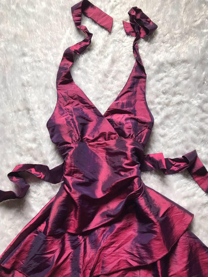 Sexy Hot Pink Satin Short 9th Grade Homecoming Dress Halter Short Party Dress D4337