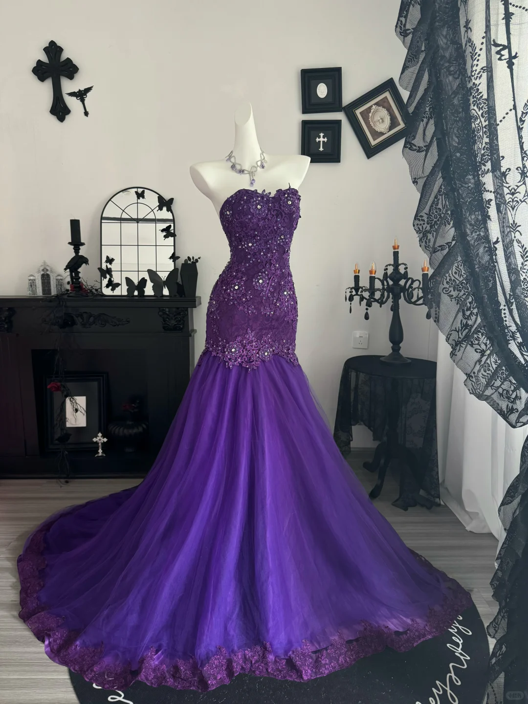 Fashion Sweetheart Neck Tulle Appliques Sequin Mermaid Evening Dress Long Wedding Guest Dress D3724