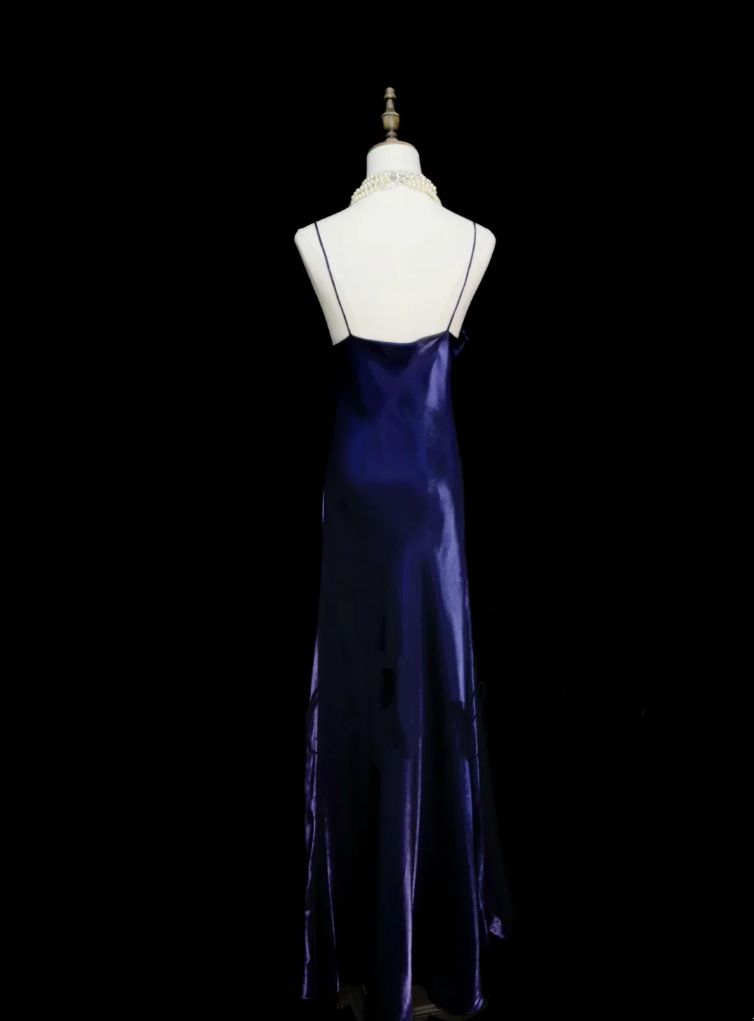 Classy Spaghetti Straps Grape Satin 3D Flowers Long Prom Dresses Evening Dress D4513