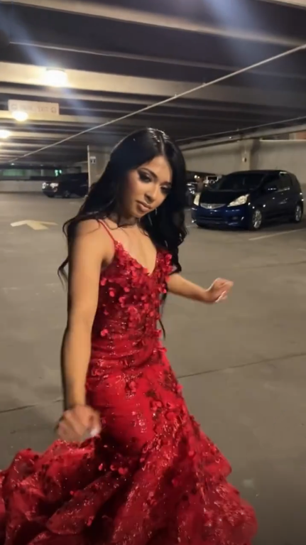 Sexy Spaghetti Straps Tulle Sequin Mermaid Evening Dress Red Long Party Dress D4982
