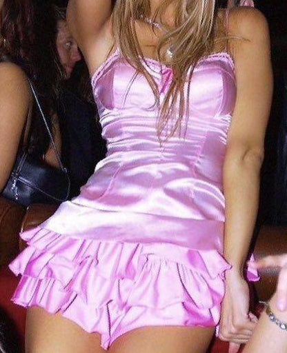 Cute Spaghetti Straps Satin Layered Short 19th Birthday Outfits Purple Short Homecoming Dress D4597