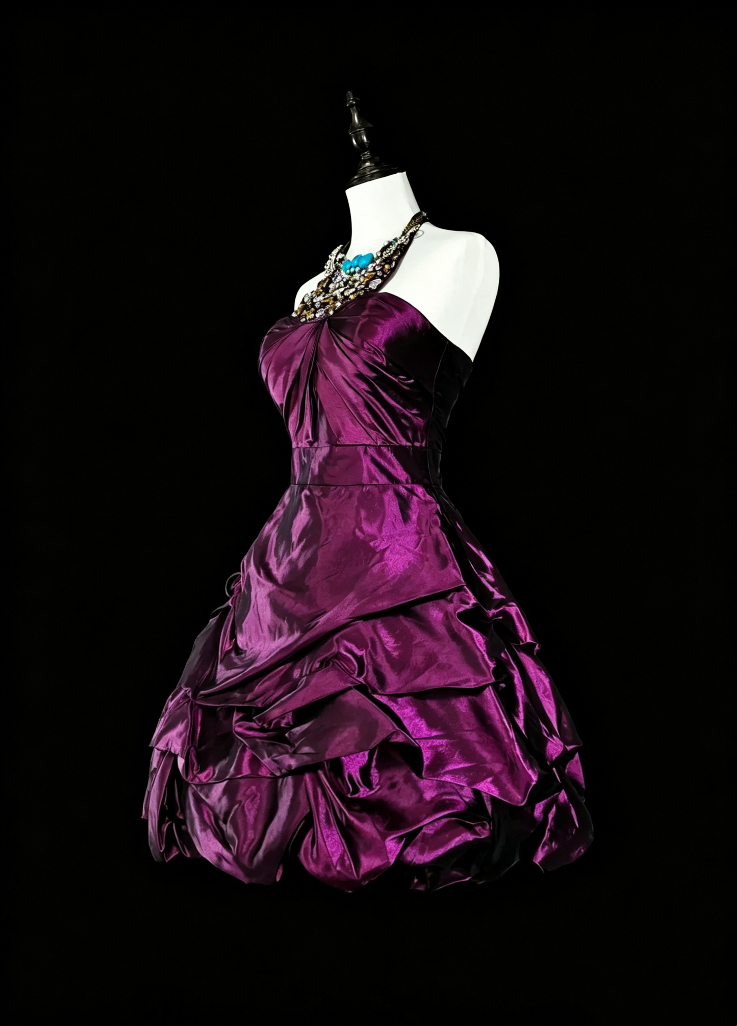 Sexy Halter Purple Satin Pleated Beaded A Line Short Homecoming Dress Birthday Outfits D4051