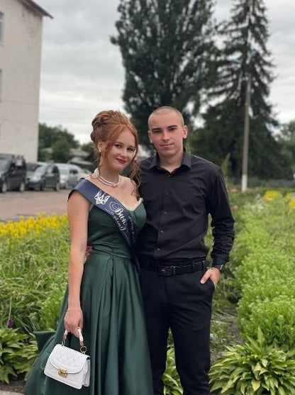 Fashion Spaghetti Straps Satin Tulle Long Wedding Guest Dress,Emerald Green A Line Long Party Dress D4100