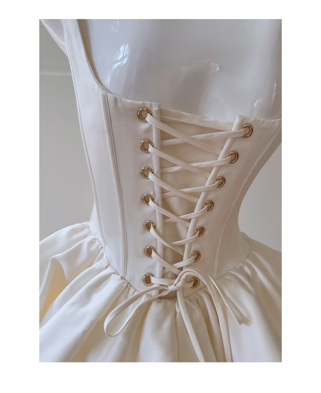Classy White Spaghetti Straps Satin A Line Short 7th Grade Homecoming Dress Cocktail Dress D2951