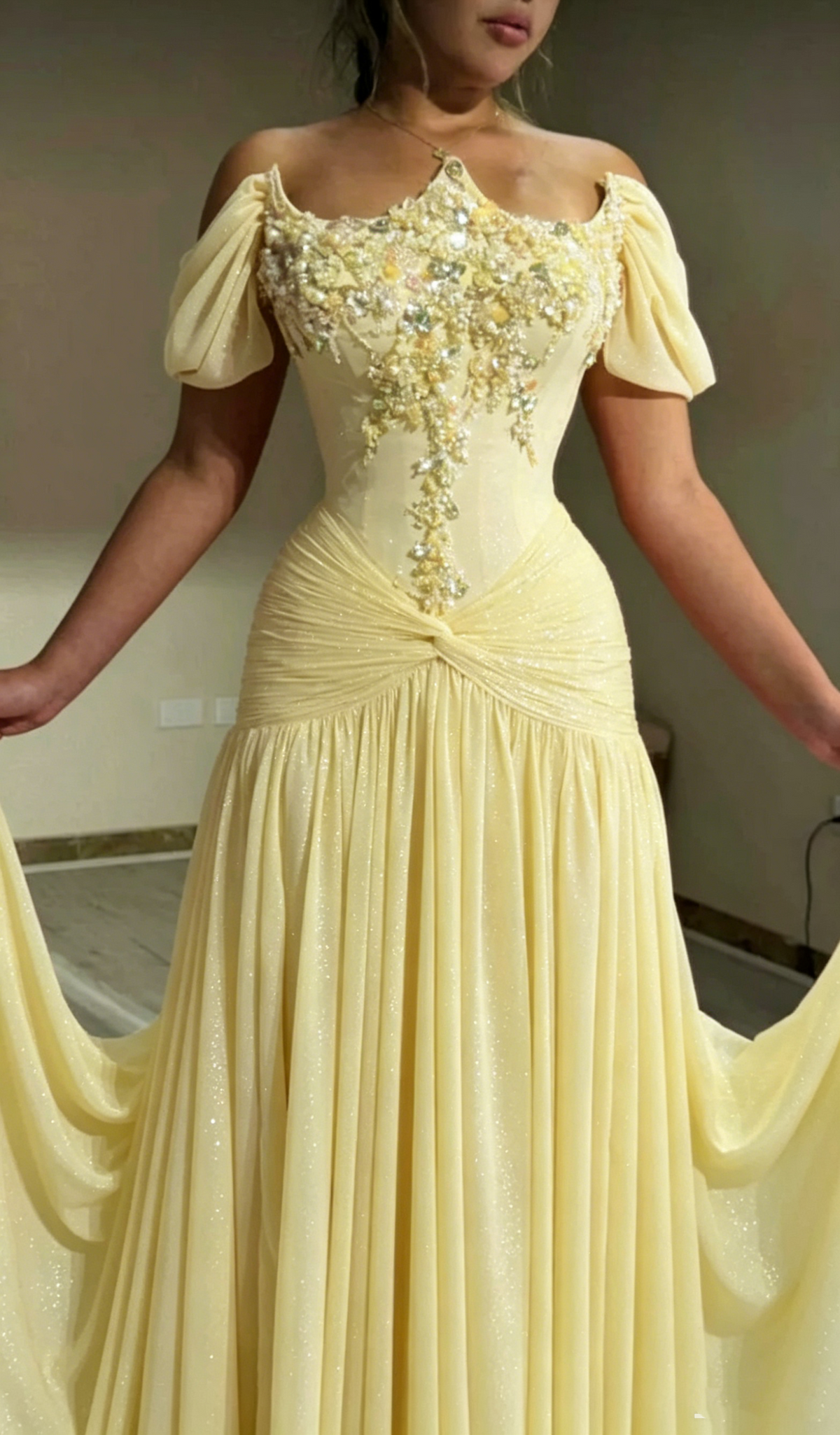 Cute Off The Shoulder Pink Chiffon Beaded Mermaid Long Party Dress Evening Gown D1304