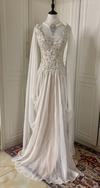 Classy Chiffon Appliques Beaded Mermaid Long Prom Dress Evening Gown D3106