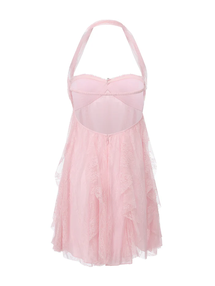 Elegant Pink Lace A Line Short Homecoming Dress Mini Birthday Dress D3393