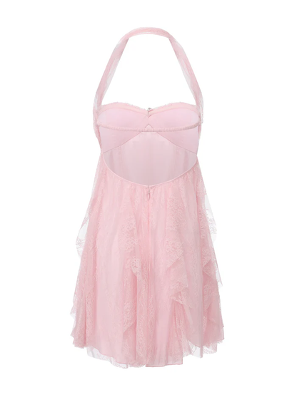Elegant Pink Lace A Line Short Homecoming Dress Mini Birthday Dress D3393