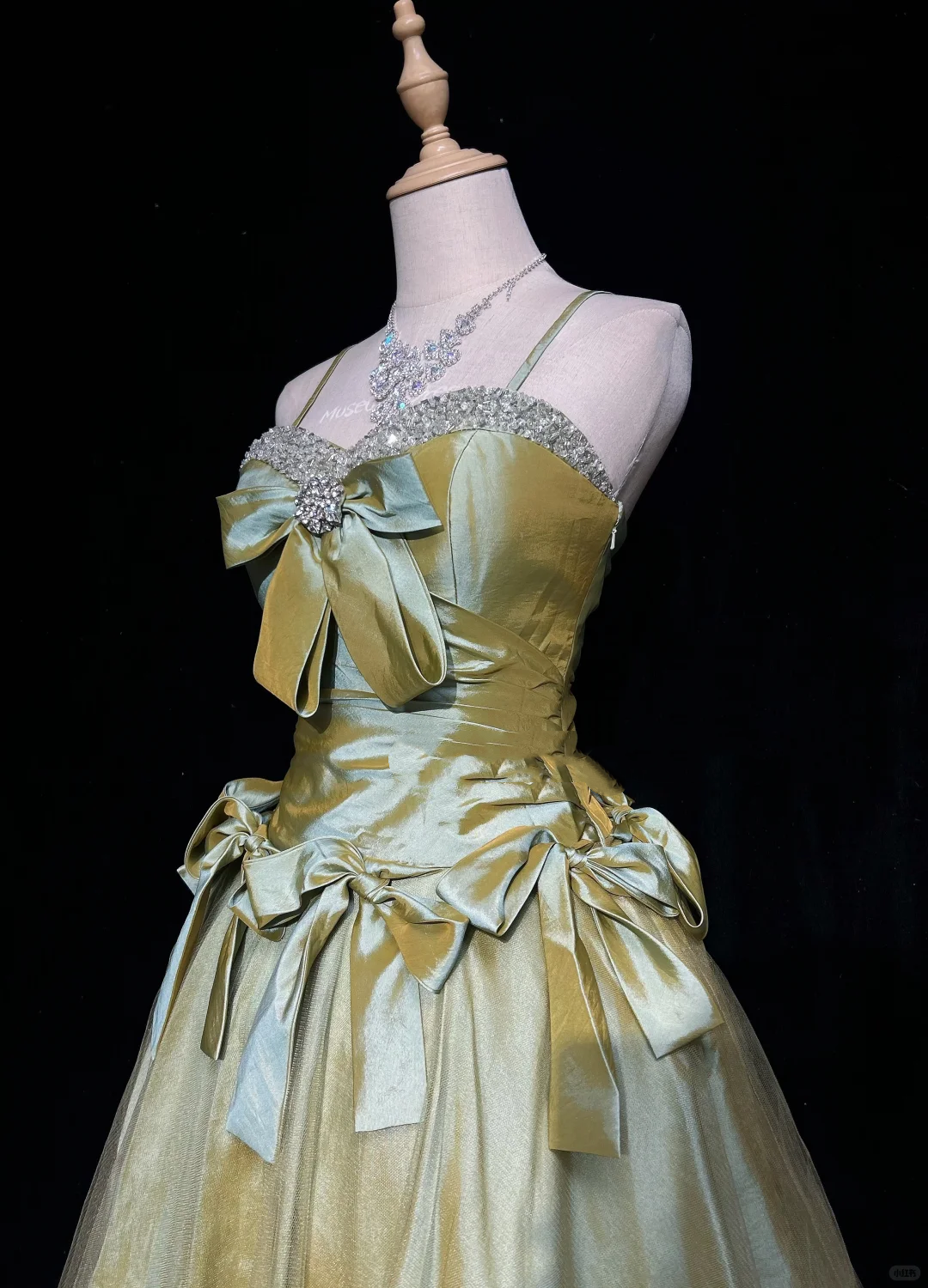 Retro Olive Green Tulle Satin Beaded Short Graduation Homecoming Dress,Spaghetti Straps A Line Mini Birthday Dress D2840
