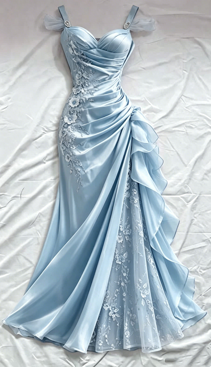 Pretty Pink Satin Tulle Appliques Mermaid Long Evening Dress ,Formal Birthday Prom Dress D3112