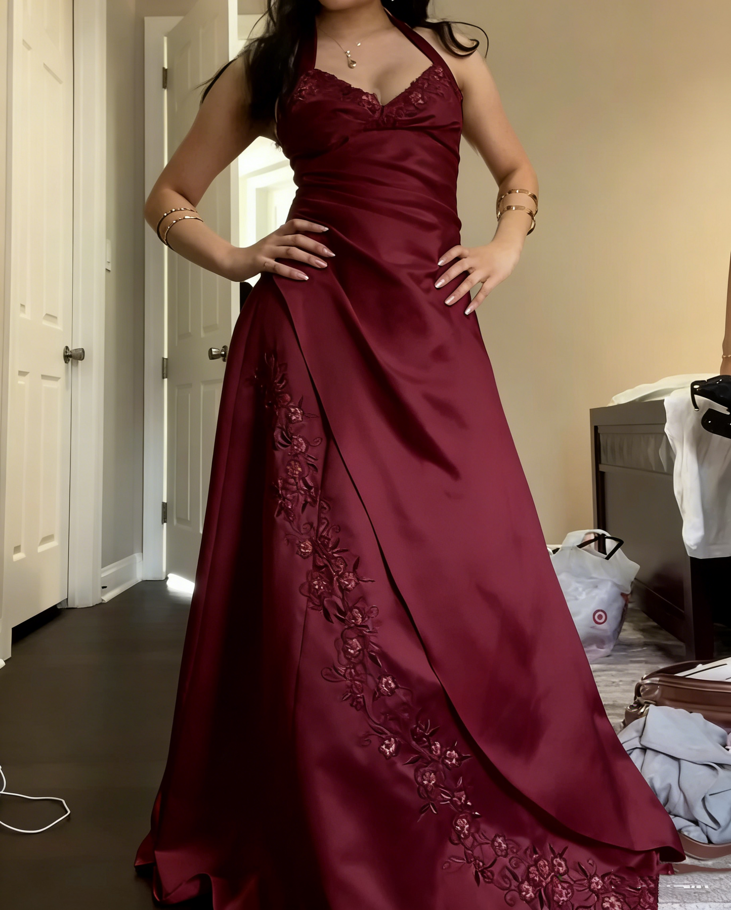 Classy Halter Pink Satin Mermaid Long Birthday Party Dress Evening Gown D1538