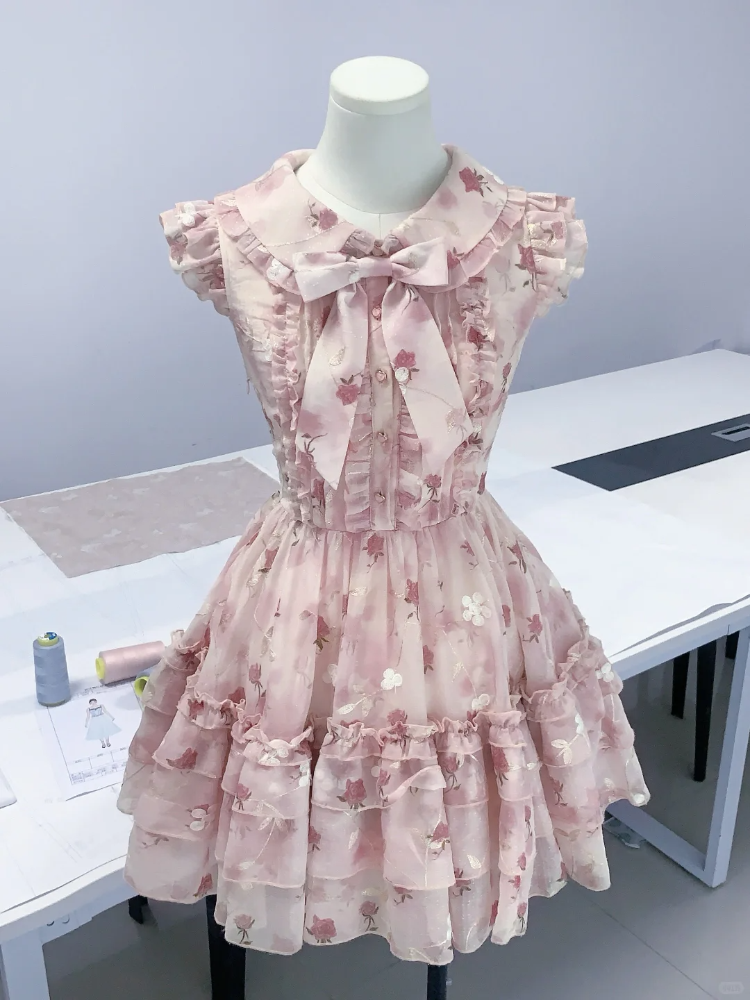 Cute Blue Chiffon Print Floral A Line Short Birthday Outfits Formal 7th Grade Homecoming Dress D104