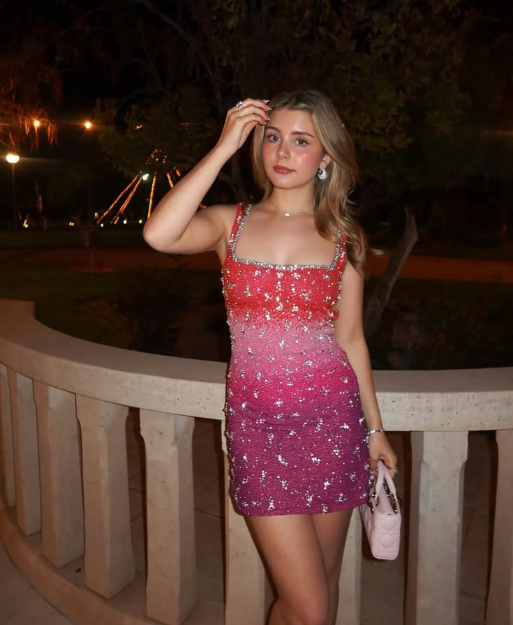 Glitter Ombre Green Sequin Beaded Short Homecoming Dress Birthday Outfits D4638