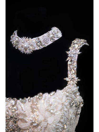 Luxurious Sheath Tulle Beaded Cocktail Dress Formal Short Homecoming Dress Birthday Outfits D439