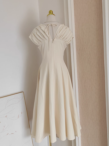 Sexy A Line V neckline Satin Dinner Party Dresses Ivory Birthday Outfits SD376