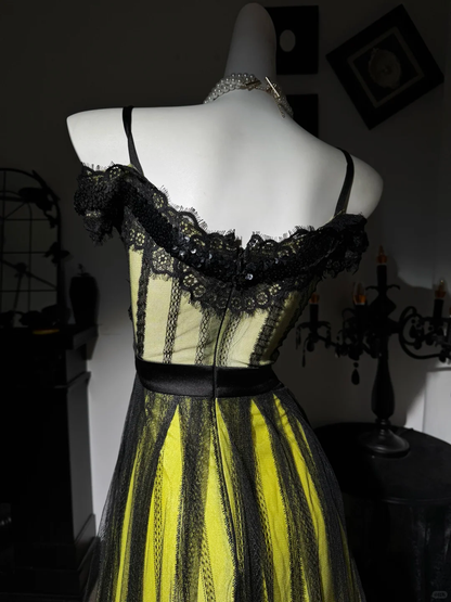 Retro Spaghetti Straps Green Satin Tulle Lace Sequin A Line Long Party Dress Prom Dress D3731