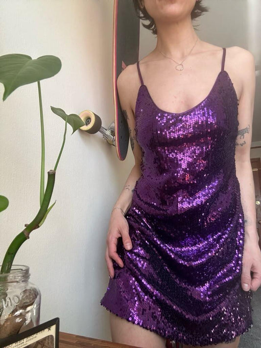 Sparkly Spaghetti Straps Sequin Short 8th Grade Homecoming Dress,Purple Short Prom Dress D3606