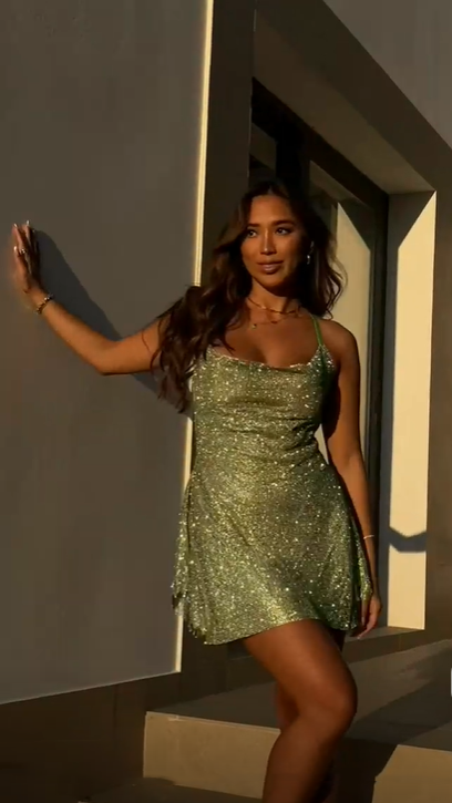 Glitter Halter Asakusa Green Sequin Backless Short Homecoming Dress,Formal 17th Birthday Outfits D3266