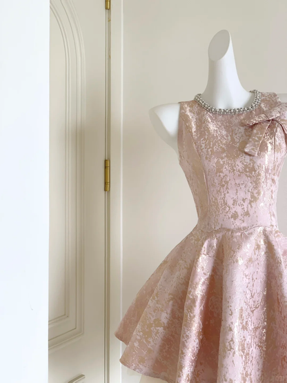 Pretty Pink Sleeveless Satin A Line 15th Birthday Outfits Short Graduation Homecoming Dress D3133