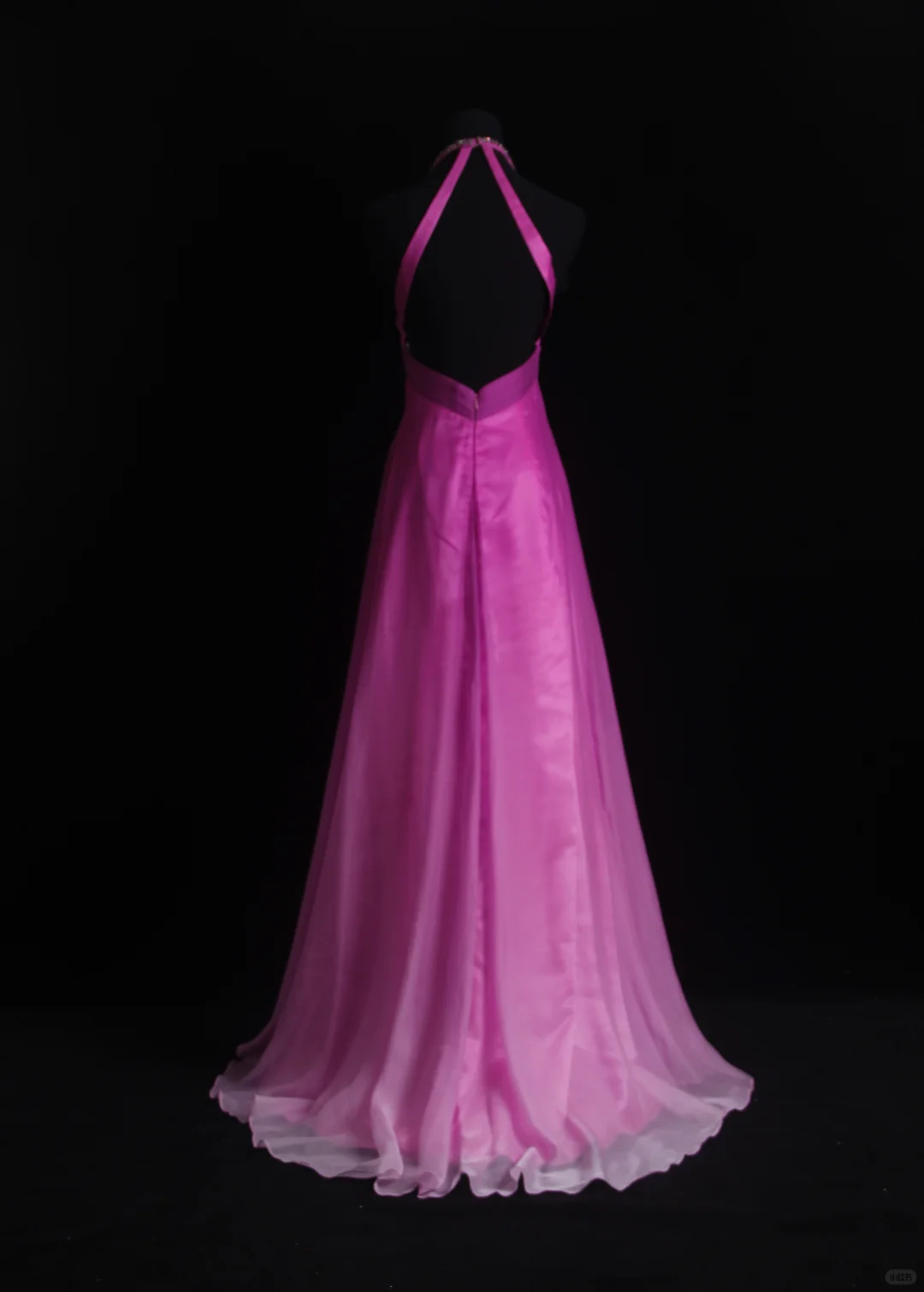 Elegant Halter V Neck Fuchsia Chiffon Beaded Party Dress Formal Long Wedding Guest Dress D2851