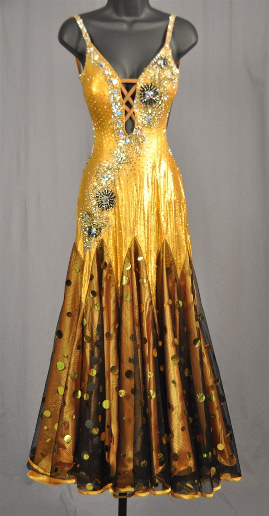 Gorgeous Yellow Sleeveless Sequin Beaded Mermaid Long Party Dress Evening Gown D1948
