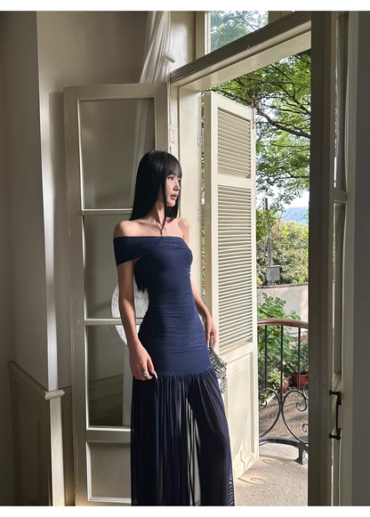 Sexy Halter V Neck White A Line Long Party Dress Formal Evening Gown D2122