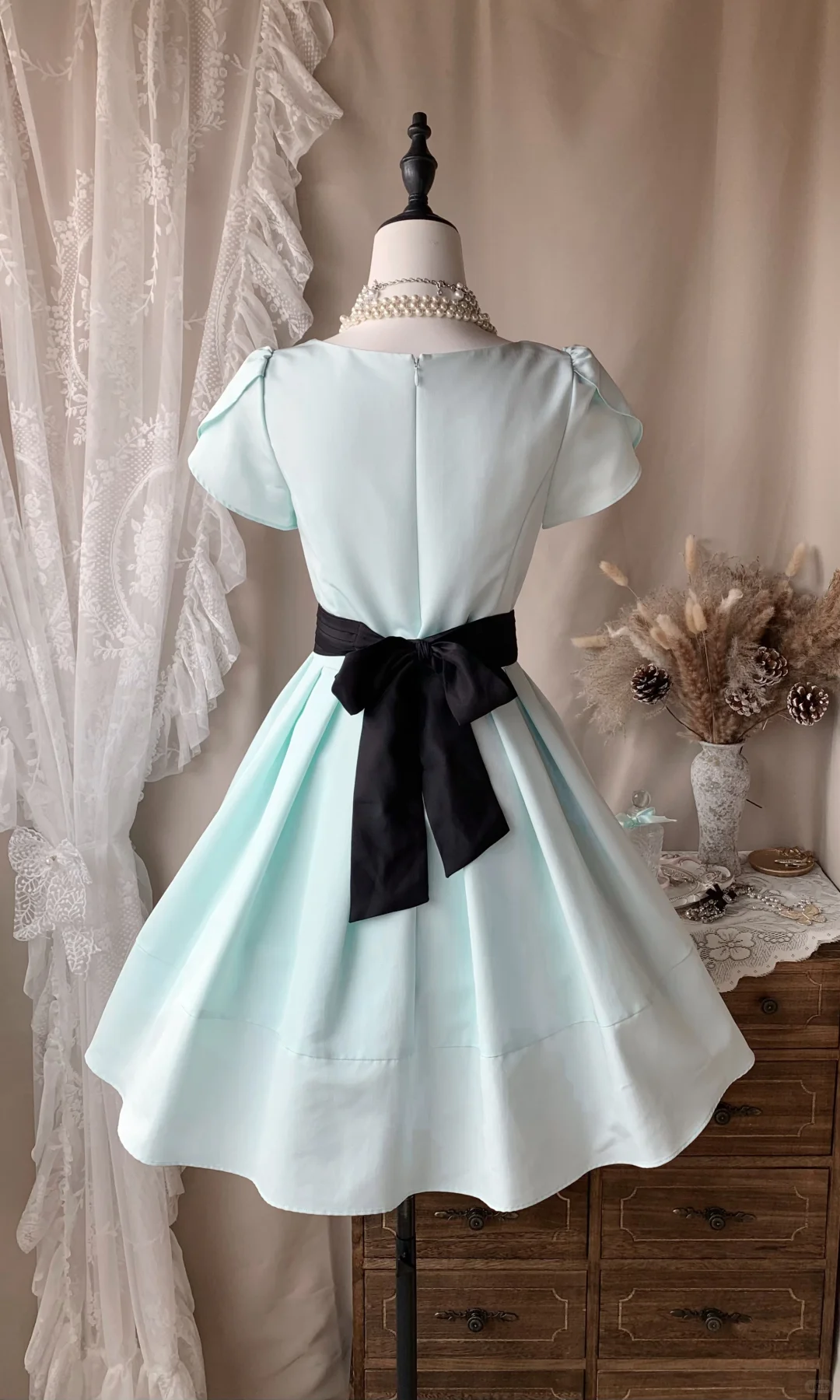 Cute Light Mint Green Satin A Line Short Homecoming Dress Cocktail Dress D3181