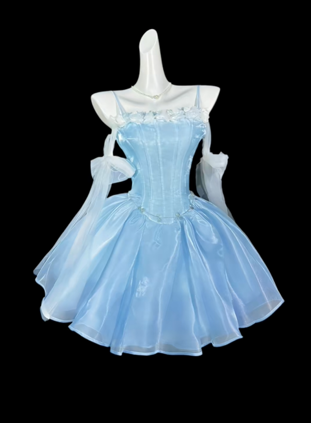 Elegant Spaghetti Straps White Tulle A Line Short Homecoming Dress Birthday Dress D4193