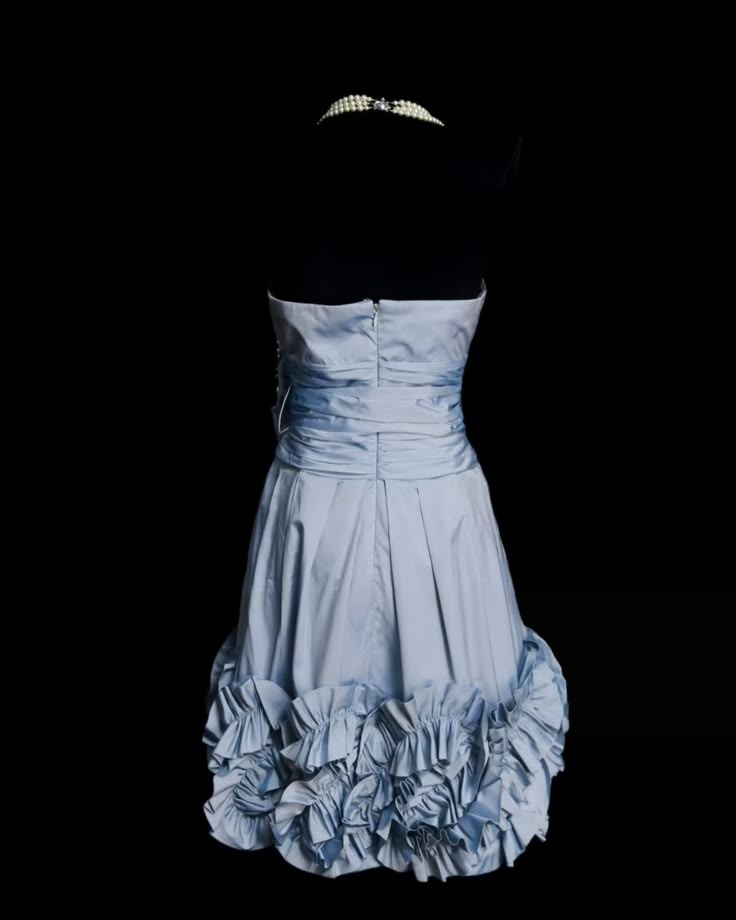 Sweet Strapless Satin Ruched Bow Short Party Dress,Blue Short Graduation Homecoming Dress D4226