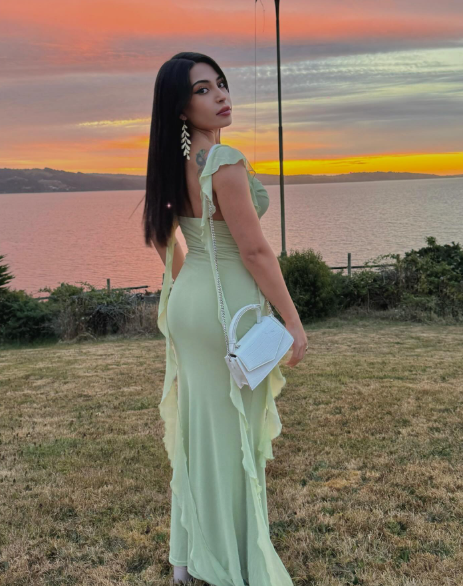 Cute Light Green Chiffon Ruffle Mermaid Wedding Guest Dress Formal Bridesmaid Dress D1092