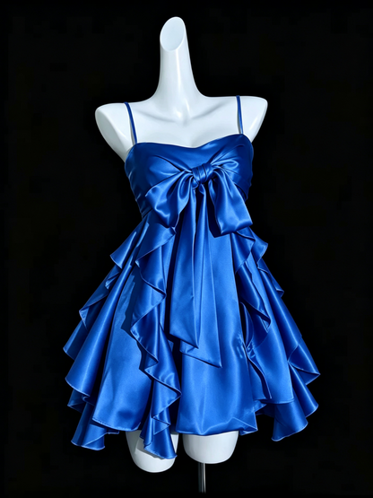 Classy Spaghetti Straps Off White Satin A Line Short Graduation Homecoming Dress D3847