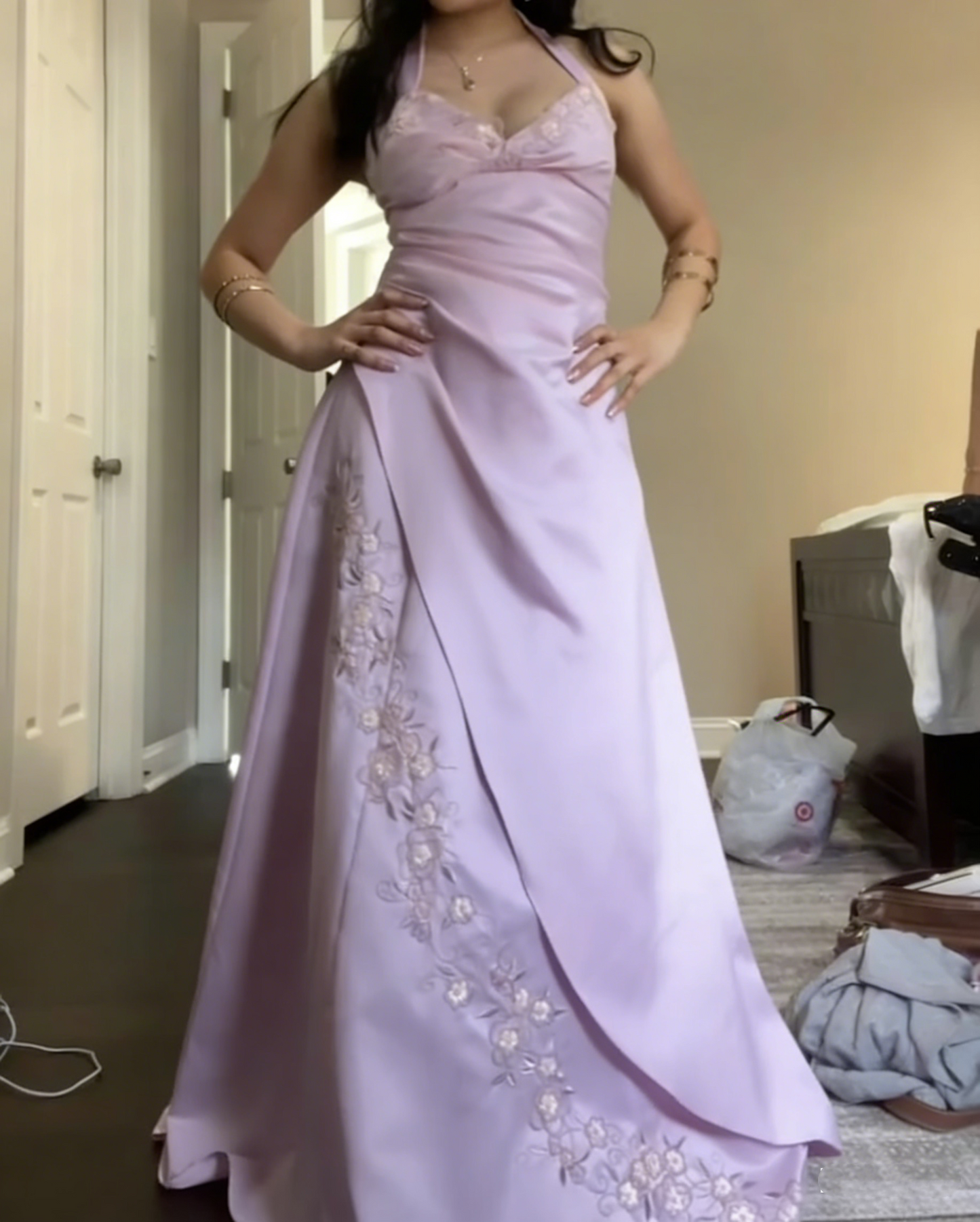 Classy Halter Pink Satin Mermaid Long Birthday Party Dress Evening Gown D1538