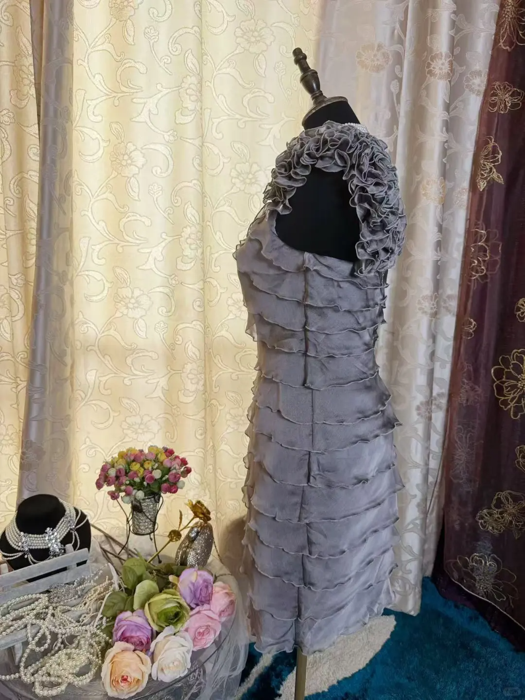 Vintage One Shoulder Gray Chiffon Sheath Cocktail Dress Formal Graduation Homecoming Dress D454