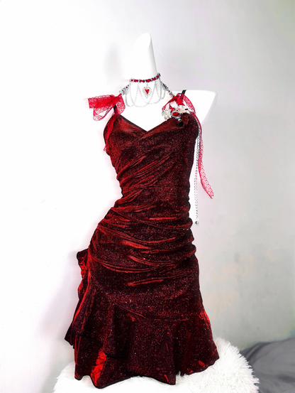 Vintage Spaghetti Straps Burgundy Ruffle Short Homecoming Dress Birthday Outfits S608