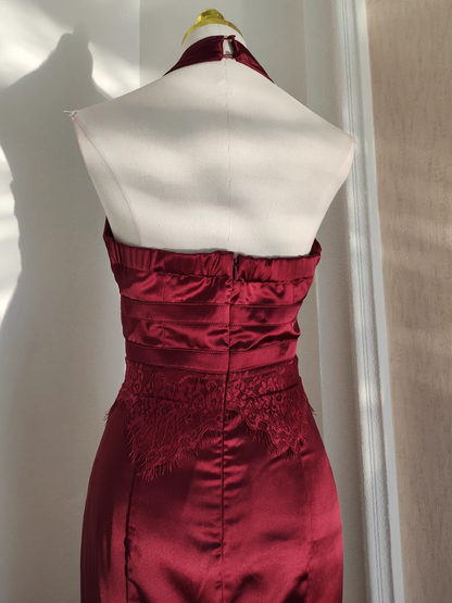 Sexy Sheath V neckline Satin Homecoming Dresses Burgundy Birthday Outfits SD375