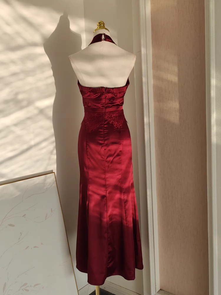 Sexy Sheath V neckline Satin Homecoming Dresses Burgundy Birthday Outfits SD375