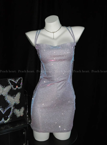 Sexy Straps Lilac Backless Short Cocktail Dress Short Sheath Homecoming Dress S671