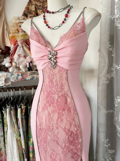 Sexy Mermaid Spaghetti Straps Red Lace Prom Dresses Long Party Dress SD1308