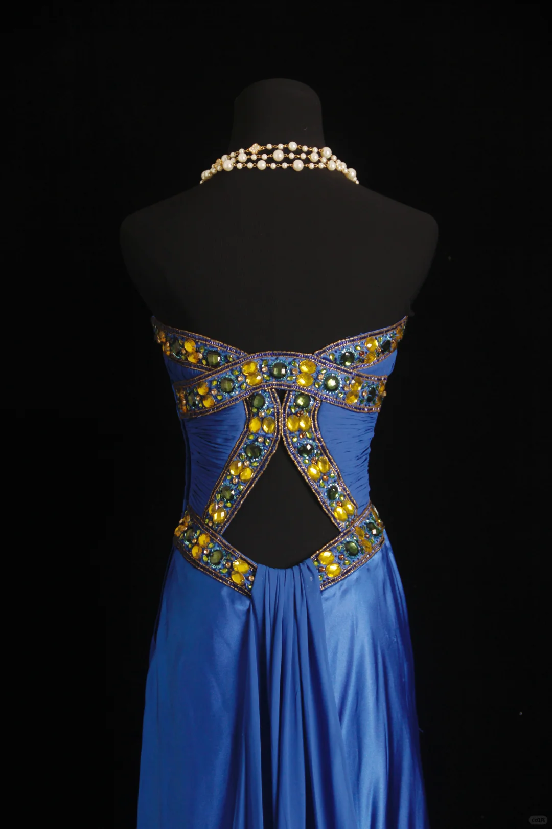 Elegant Strapless Blue Satin Chiffon Beaded Mermaid Long Evening Dress Birthday Party Dress D2855