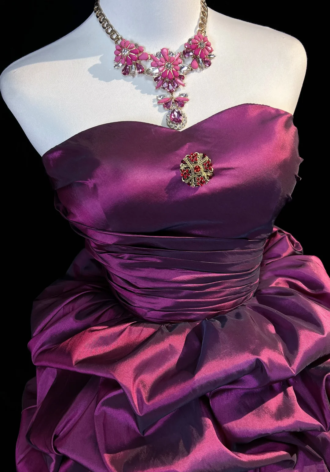 Pretty Strapless Satin Pleated Short Party Dress,Fuchsia Short 7th Grade Homecoming Dress D3359